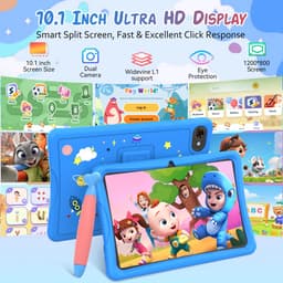 TABWEE K10 Tablet - 10.1 Inch FHD - 12GB RAM - 64GB ROM - SD 2TB - 5000 mAh - Android 15 - WiFi 6 - uitstekend cadeau voor kinderen - Blauw — thumbnail 3