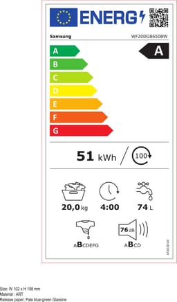 Samsung WF20DG8650BW wasmachine Voorlader 20 kg 1000 RPM Wit — thumbnail 2