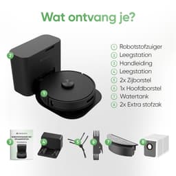 Heevey Robotstofzuiger met dweilfunctie - Automatisch leegstation - Vacuum cleaner - Dweilrobot - Huisdieren - 7000PA zuigkracht - LDS lasernavigatie - Dweilrobot - 2 extra stofzuigerzakken - Met app — thumbnail 8