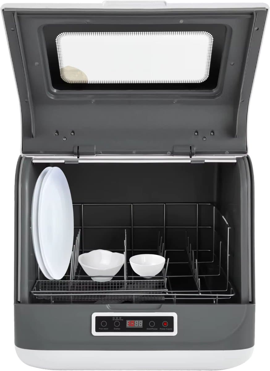 Mini Vaatwasser Tafelmodel – Voor Kleine Huishoudens – Wit – PP/ABS/RVS – 45x40x44,8 cm – Inclusief Waterslang – 4-6 Sets – Compact & Energiezuinig — afbeelding 1