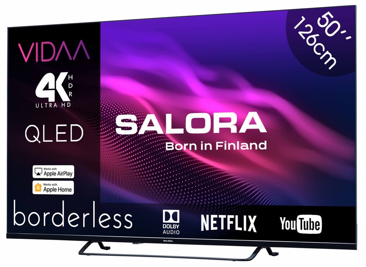 Salora QLED50UV1 tv 127 cm (50") 4K Ultra HD Smart TV Wifi Zwart 280 cd/m² — afbeelding 1