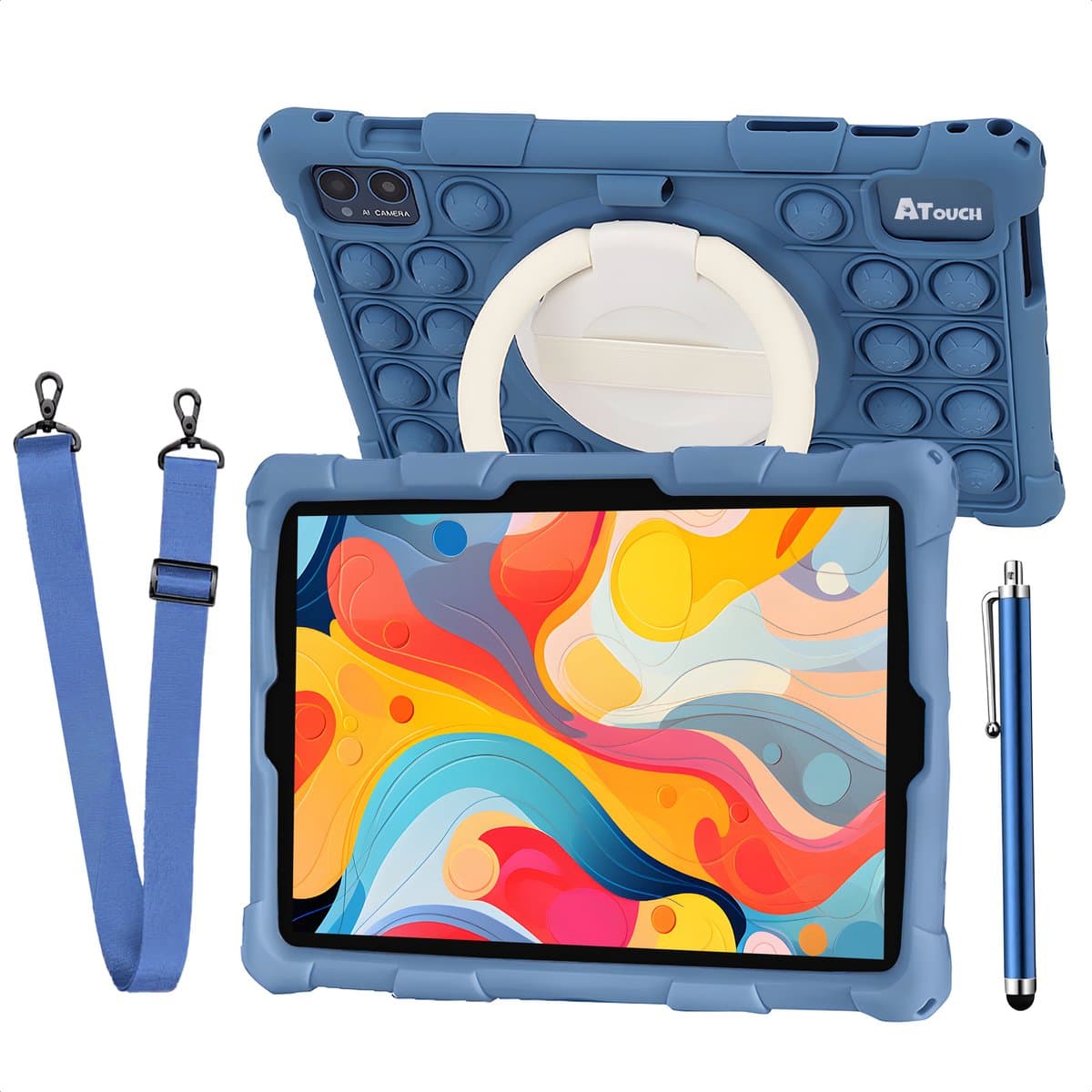 ATouch Kindertablet Tab 10 Pro - Vanaf 3 jaar - Kinder Tablet - 10 Inch - Ouderlijk Toezicht - Tablet Kinderen - 6000 mAh Batterij - Kids Tablet - 128GB+64SD - Octa Core - Navy — afbeelding 1