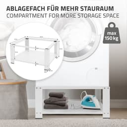 Wasmachine verhoger, Wasmachine Onderstel 63x54x32 cm met planchet in wit ML design — thumbnail 6