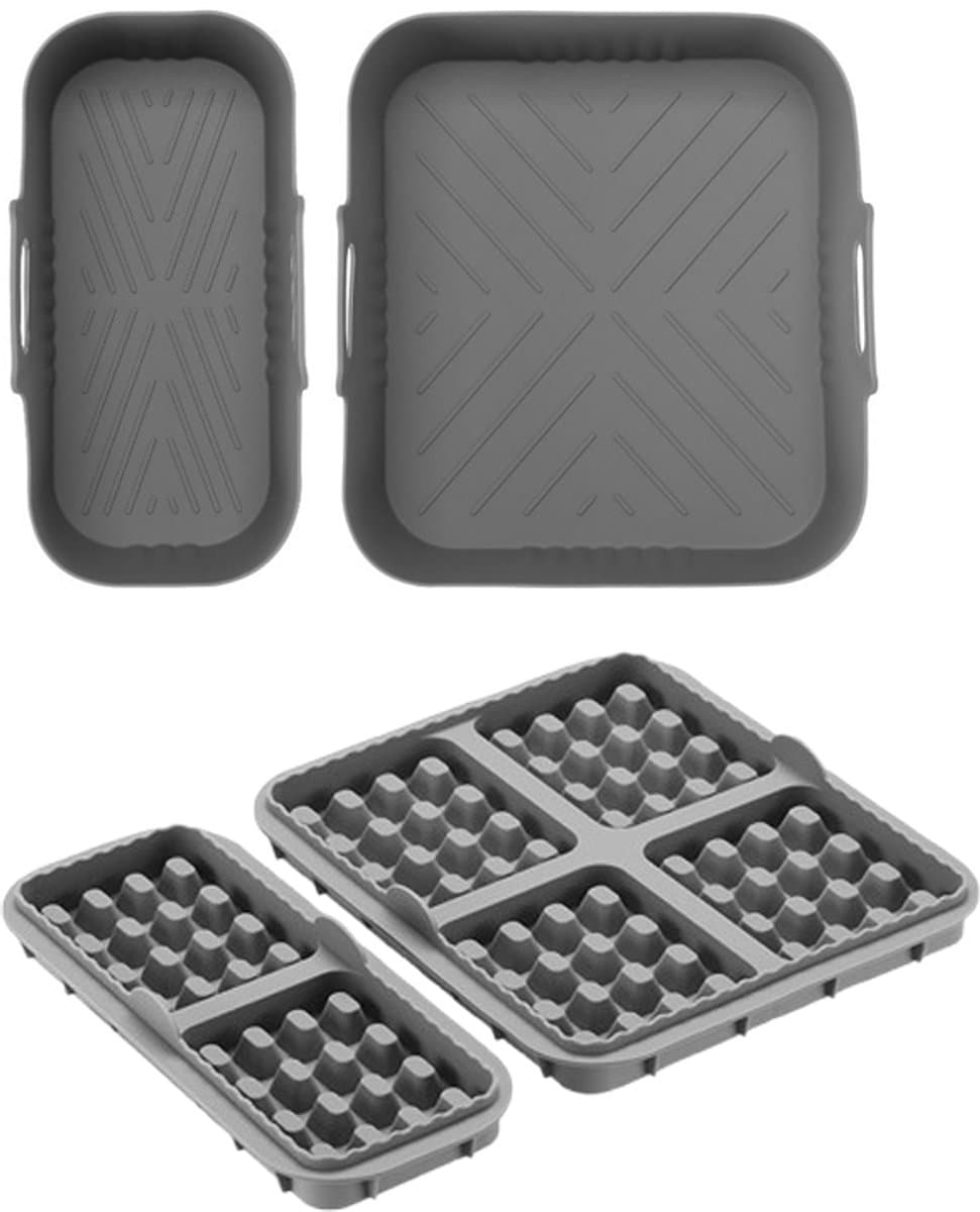 4 stuks Air Fryer Accessories - geschikt voor Philips Airfryer Dual Basket 3000 Series NA350 - Includes Waffle Mold Accessories en Bakplaat - grijs — afbeelding 1