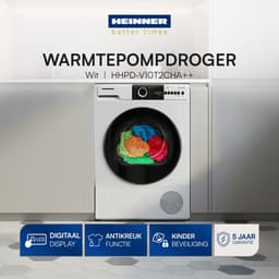 Heinner Warmtepompdroger – 10 KG – Wasdroger – 15 Programma’s – LED Display – Wit — thumbnail 5