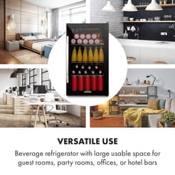 Klarstein Drankkoeler minikoelkast met glazen deur, minikoelkast voor op de kamer, kleine met verstelbare schappen, kleine koelkast van 80 liter, stille koelkast voor binnen en buiten - Drankkoelkast - Touch - Zwart - Drankenkoeler — thumbnail 12