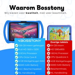 Bosstony Snelle Kids Tablet 10 inch - Ouderlijk Toezicht - 6000mAh Batterij - 192 GB - Incl Beschermpakket - Kindertablet vanaf 3 jaar - Tablet Kinderen — thumbnail 5