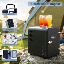 NETTLIFE Mini Koelkasten 4L - Mini-Koelkasten - Zwart - 12V/230V Auto Aansluiting - 25dB - Vrijstaand - Geschikt voor dranken cosmetica voedsel - Minikoelkast ideaal - voor in de auto - kamer - camping - kantoor — thumbnail 9