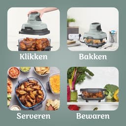 Ninja CRISPi 4-in-1 compact glazen kooksysteem - Airfryer, Roast, Recrisp, Keep Warm - Inclusief twee glazen schalen van 3.8L en 1.4L en bijpassende deksels - 2 Crisper-Plates - Groen - FN101EUSG — thumbnail 16