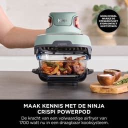 Ninja CRISPi 4-in-1 compact glazen kooksysteem - Airfryer, Roast, Recrisp, Keep Warm - Inclusief twee glazen schalen van 3.8L en 1.4L en bijpassende deksels - 2 Crisper-Plates - Groen - FN101EUSG — thumbnail 8