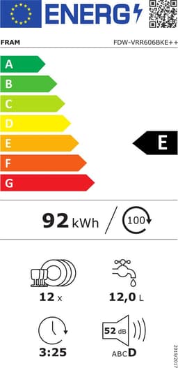 Fram FDW-VRR606BKE – Vrijstaande Vaatwasser – 12 Standen – 6 Wasprogramma’s – Retro Design – LED-Display – Halve Belading – AquaStop – 5 Jaar Garantie – Zwart — thumbnail 2