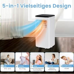 COSTWAY 9000 BTU mobiele airconditioner met luchtafvoerslang, 4 in 1 airconditioner met koeling, ventilator, verwarming & ontvochtiger, koeleenheid met slaapstand, 24 uur timer, afstandsbediening [energieklasse A]. — thumbnail 3