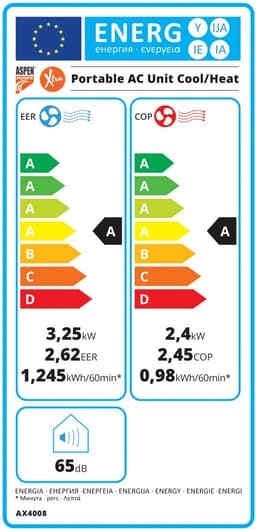 Aspen AX4008 Mobiele Airco - Mobiele Airco - 3,25 kW - 12000 BTU - Koeling & Verwarmen — thumbnail 2