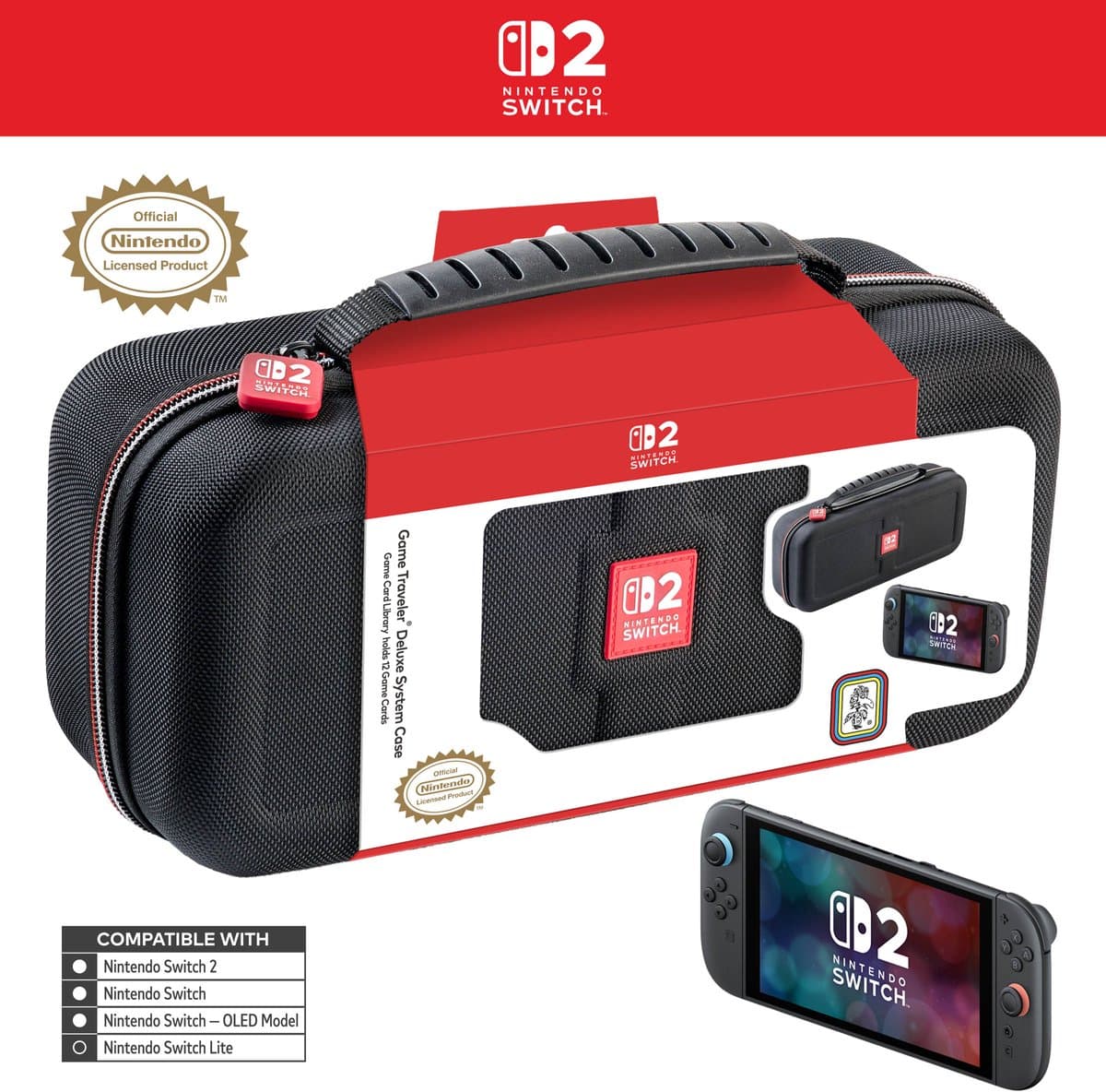 Game Traveler - Nintendo Switch 2 Case Deluxe - Zwart — afbeelding 1