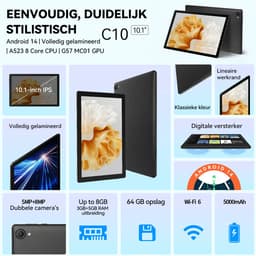 Hotlight C10 - Android 14 Tablet - 10.1 inch - 8(3+5)GB RAM/64GB ROM– 5000mAh - Zwart — thumbnail 8