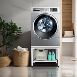 Wasmachine Verhoger Met Uitschuifbare plank - Wasmachine opbouwmeubel - Wasmachine Sokkel - 63x54x45.5cm - Wit — thumbnail 4