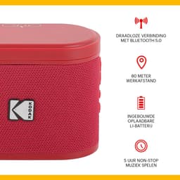 Kodak SoundBrix Bluetooth Speaker – Draadloze Muziek Box –5W RMS - 2pcs – Rood — thumbnail 2