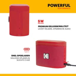 Kodak SoundBrix Bluetooth Speaker – Draadloze Muziek Box –5W RMS - 2pcs – Rood — thumbnail 4