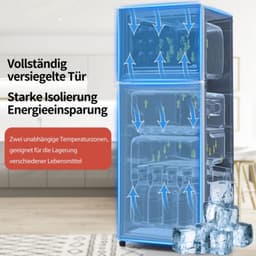 retrokoelkast, koel-vriescombinatie, 105,5 cm hoog, 41 cm breed, tweedeurig, met 92 liter totaal volume, 28 liter vriesvolume. Deurrek en glasrek. 116 kWh/jaar, -27掳C ~13掳C, LED-verlichting — thumbnail 10
