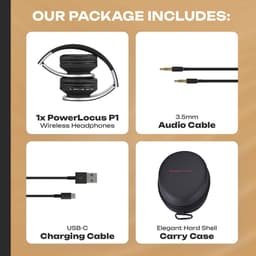 PowerLocus P1 Bluetooth Koptelefoon – Draadloos – Over Ear – Met Microfoon – Inklapbaar - incl. Hoes – Zwart/Zilver — thumbnail 5