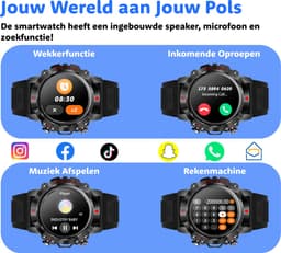 Smartwatch - Heren & Dames – horloge – met HD Touchscreen - Stappenteller, Calorie Teller, Slaap meter — thumbnail 10