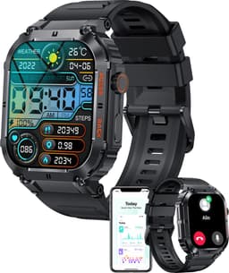 Denver Smartwatch Dames & Heren - Android & iOS - Volledige Belfunctie - 100 Sportmodi - Sporthorloge - Hartslagmeter - Bloeddrukmeter - Stappenteller - Saturatiemeter - Slaapmonitor - Social Media Activiteit - SWC191- Zwart — thumbnail 1