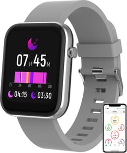 Denver Smartwatch Dames & Heren - Voor Android & iOS - Sporthorloge - Hartslagmeter - Bloeddrukmeter - Stappenteller - Saturatiemeter - Slaapmonitor - Social media activiteit - SW182 - Grijs — thumbnail 1
