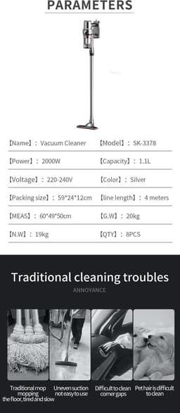 DrPhone EcoClean HandiVac – Handstofzuiger Met Drie Snelheden - 25000 PA Zuigkracht – Wandmotage Design – Vacuüm Cleaner – 1.1 Liter - Transparant — thumbnail 3