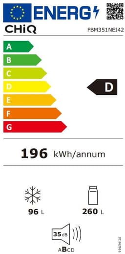 CHiQ FBM351NEI42 - Koel-vriescombinatie - 356 Liter - No Frost - Stil 35dB - Inverter Compressor - Digitaal LED Display - 12 Jaar Garantie op Compressor - D Energielabel — thumbnail 2