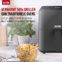 DistinQ Heteluchtfriteuse compact- Airfryer - 4 liter inhoud - Digitaal display - Zwart — thumbnail 4
