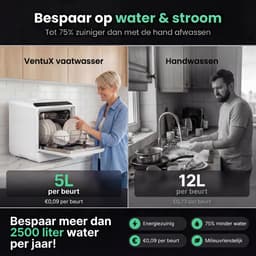 Ventux® Mini Vaatwasser Incl. App – Afwasmachine – 5 Programma’s – 900 Watt – 42,5 x 42,8 x 45,8 cm - Wit — thumbnail 10
