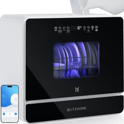 BLITZHOME Vaatwasser BH-6-CDW1 – draagbaar tafelmodel, 5,2L, 9 programma's, PTC hete lucht droging, 3D 360° sproei, app-bediening, EU-stekker — thumbnail 1