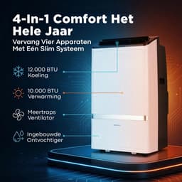 Aironex Mobiele Airco 12000 BTU – App & Afstandsbediening – Stil & Compact – Mobiele Airconditioner met Raamafdichting - Mobiele Airco voor Slaapkamer, Woonkamer, Kantoor — thumbnail 3
