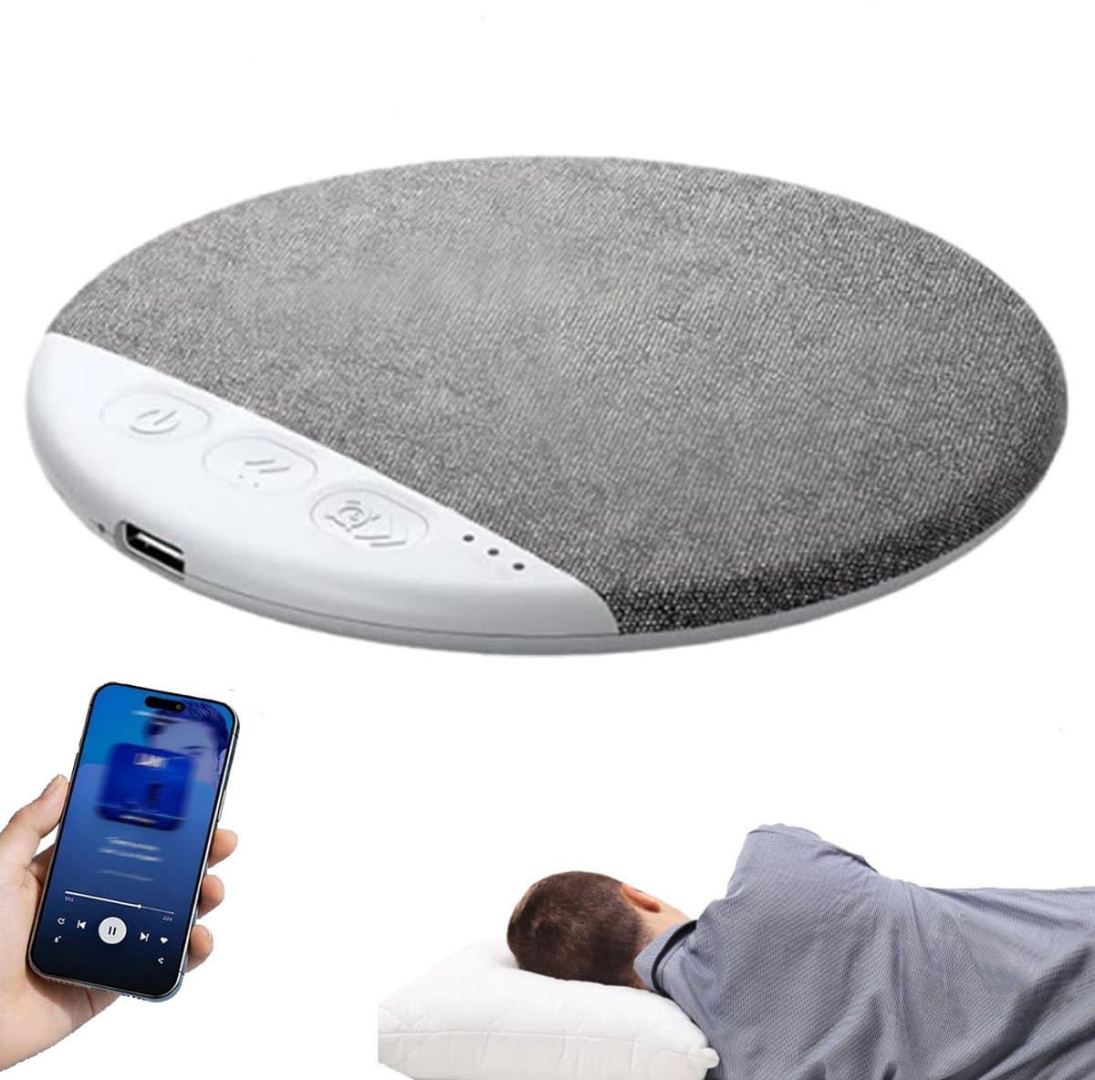 Pillow Speaker, 2026 Nieuwe Bluetooth Kussenluidspreker, Mini Botgeleiding Slaaphulp Met Stereo Bas En Witte Ruis, Ultra-Dunne Stereo Bas, Voor Volwassen Gespecialiseerde Slaapoordopjes, Grijs — afbeelding 1