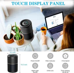 Luchtreiniger met HEPA Filter – Compacte Air Purifier – Voor Schone Lucht in Huis – Stil & Efficiënt – Geschikt voor Slaapkamer & Kantoor — thumbnail 4