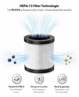Blanc Square Luchtreiniger Pro Air Purifier - HEPA 13 filter + Koolstoffilter - 170m³/h 30m² - Zeer stille Slaapstand - Verwijdert Allergieen Hooikoorts Stof - Clean Air Slaapkamer — thumbnail 12