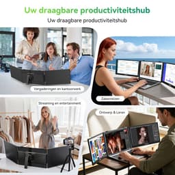 Blackview DCM5 Draagbare Monitor - 14-inch FHD Dubbel Scherm - Extra Scherm voor Laptops 13-17,3 inch - Ultradun Opvouwbaar - 100W PD Opladen- USB-C- Plug & Play - Grijs — thumbnail 13