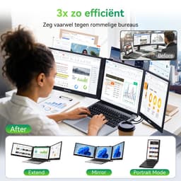 Blackview DCM5 Draagbare Monitor - 14-inch FHD Dubbel Scherm - Extra Scherm voor Laptops 13-17,3 inch - Ultradun Opvouwbaar - 100W PD Opladen- USB-C- Plug & Play - Grijs — thumbnail 6