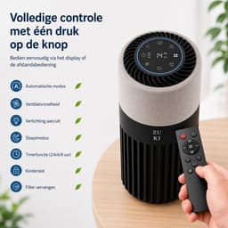 ZUKI Luchtreiniger met HEPA 13 Filter – Tegen Hooikoorts & Allergie – Fluisterstil (28dB) – Voor Slaapkamer – Tot 25m² – CADR 125 m³/u – Met Afstandsbediening — thumbnail 7