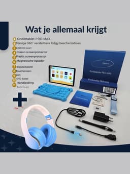Aurixi® Kindertablet Deplay - Kinder Tablet Deplay - Kindertablet Deplay Pro - Blauw - 23cm x 13cm x 1cm — thumbnail 2