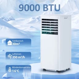 4-in-1 Mobiele Airco - Draagbare Airconditioner - 4-in-1 Koelen, Ontvochtiger, Ventilator & Slaapstand - 9000 BTU - voor 20-30 m² - met Afstandsbediening & 24-uurs Timer - Wit — thumbnail 7