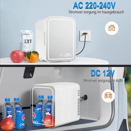 DIMICO - Mini Koelkast met Spiegel en Verlichting - Skincare Fridge Elektrisch - 6L - Wit - Make Up en Beauty - Compact Design — thumbnail 5