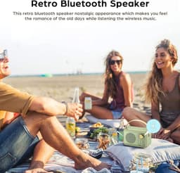 Oneay Retro Bluetooth-speaker – Vintage draagbare draadloze speaker met Bluetooth 5.0, ondersteuning voor TF-kaart, USB-stick en AUX-ingang – Groen — thumbnail 7