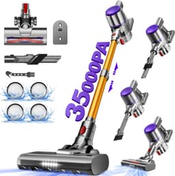 Authmic Steelstofzuiger Draadloos - 35.000Pa Zuigkracht - 6-in-1 Multifunctioneel Ontwerp - 6*2200mAh - 50 Min - GreenEye Technologie - Wandbeugel - Geschikt voor Huisdierharen, Tapijt en Harde Vloeren - Purpergoud — thumbnail 1