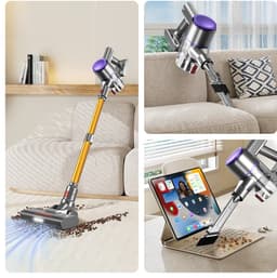 Authmic Steelstofzuiger Draadloos - 35.000Pa Zuigkracht - 6-in-1 Multifunctioneel Ontwerp - 6*2200mAh - 50 Min - GreenEye Technologie - Wandbeugel - Geschikt voor Huisdierharen, Tapijt en Harde Vloeren - Purpergoud — thumbnail 5