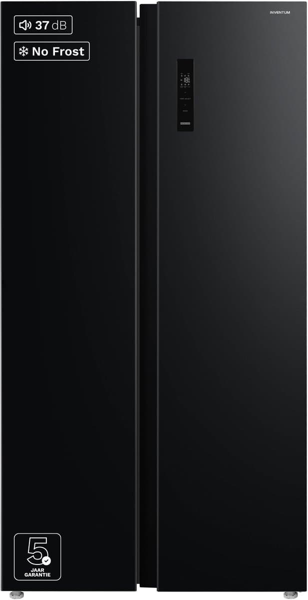 Inventum SKV0178B No Frost energiezuinige Amerikaanse koelkast - 555 liter - Digitaal led-display - IJsblokjesmaker - Stil: 37 dB - Superkoelen - Supervriezen - 2 deuren - Energielabel D - Zwart — afbeelding 1