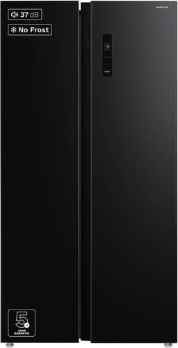 Inventum SKV0178B No Frost energiezuinige Amerikaanse koelkast - 555 liter - Digitaal led-display - IJsblokjesmaker - Stil: 37 dB - Superkoelen - Supervriezen - 2 deuren - Energielabel D - Zwart — thumbnail 1