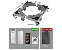 Wasmachine-onderstel met 4 voeten + 4 wielen voor wasmachine, koelkast en droger, verstelbare wasmachinebasis met antislip schokabsorberende functie, (instelbaar: 41-66 cm) — thumbnail 6