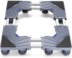 Verstelbaar onderstel voor wasmachine en droger met 12 poten, antislip en schokdemping, hoogte 45-68 cm, ideaal voor stabiliteit en bescherming