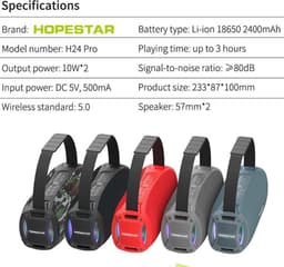 Hopestar H24 Pro Speaker - Draadloos - Met Touw - Zwart — thumbnail 8